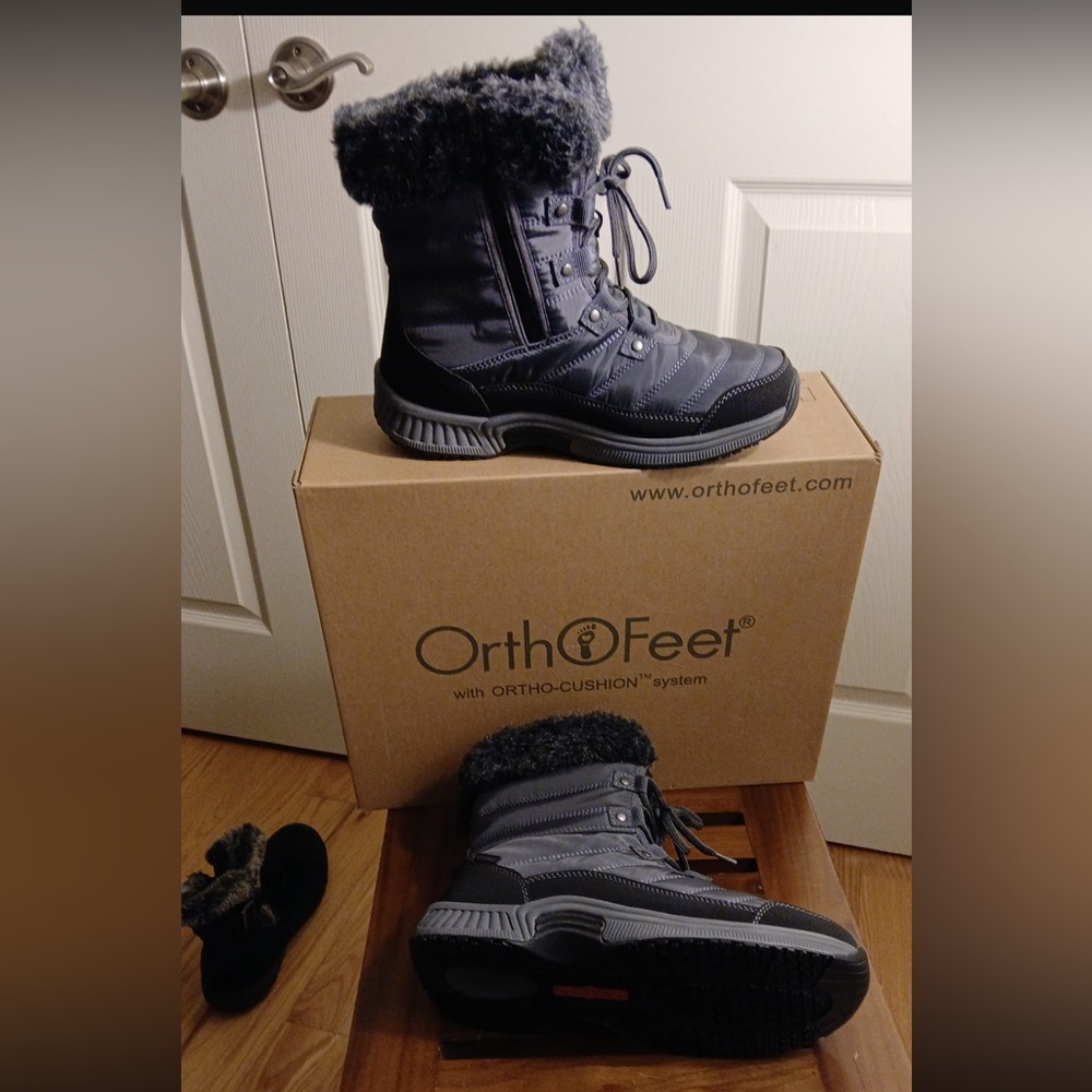 NEW Orthofeet Waterproof winter boots size 8.5 Black color - Picture 3 of 6